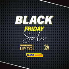black friday sale discount template banner with copy space for product sale with abstract gradient black background design