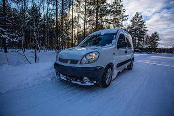 white delivery truck, winter time, service technician , delivery
