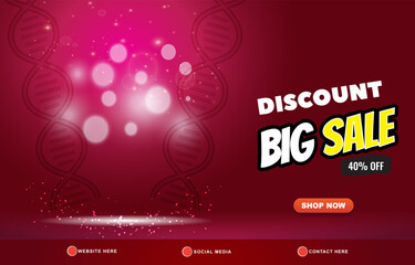 discount big sale template banner with copy space for product sale with abstract gradient red and purple background design