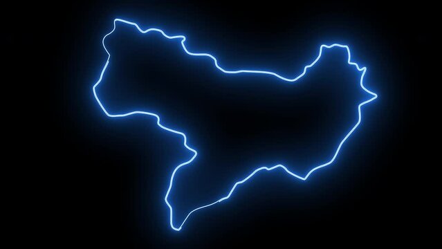 Animated map of Amasya in Turkey with a glowing neon effect