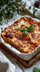An innovative lasagna emerges made with layers of succulent pasta and vibrant beetroots. Lasagna made with beetroot with classic cheese flavor and tomato sauce.