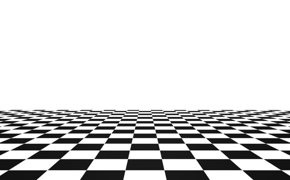 Checkered Medium Size Chess Perspective Floor Black And White Chessboard Texture Pattern Surface Isolated On Transparent Background Png 3d Rendering Image