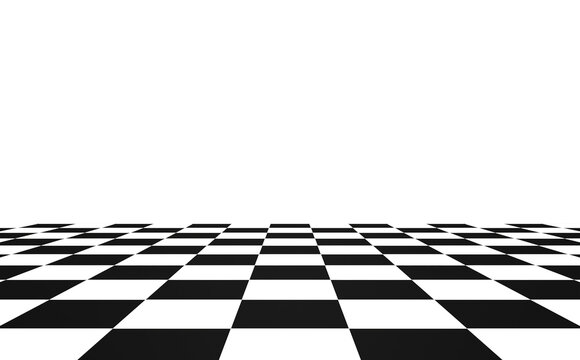 Checkered large size chess perspective floor black and white chessboard texture pattern surface isolated on transparent background png 3d rendering image