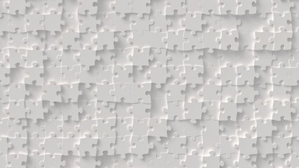 Jigsaw puzzle ivory motion background. Random moving mosaic, seamless loop animation