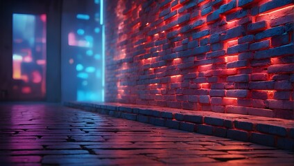 glowing neon brick wall texture background