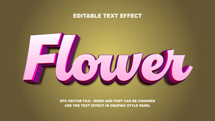 Editable Text Effect Flower 3D Vector Template