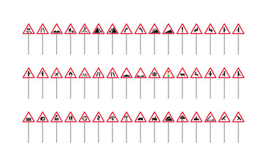 Triangle Road Traffic Signs set - obrazy, fototapety, plakaty