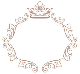 王冠を使ったアンティークな装飾フレーム。ベクター素材