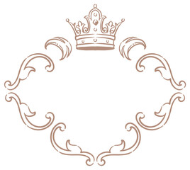 王冠を使ったアンティークな装飾フレーム。ベクター素材