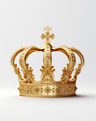 Fototapeta na wymiar Regal Heirloom Gilded Crown Adorned with Diamonds