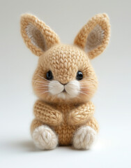 Obraz premium Small stuffed rabbit knitted with yarn