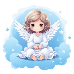 Cartoon angel on a cloud