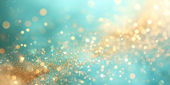 abstract bokeh background with gold, blue and turquoise colors