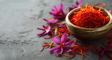 saffron in a bowl on a table