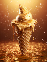 golden ice cream in a cone