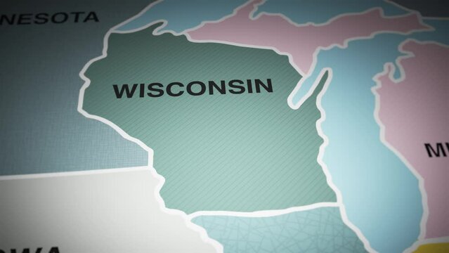 USA map turn on state of Wisconsin