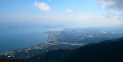 びわ湖の風景、びわ湖バレイから眺める琵琶湖、びわ湖と滋賀県の町並み、びわこ