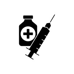 syringe Icon Vector Design Template. Editable Stroke.