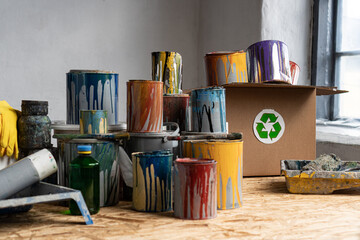 Paint Recycling. Empty Paint Cans Disposal. Paint Waste Management. Used oil-based enamel, lacquer,...