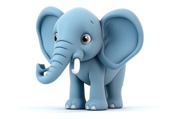 Cartoon character cute baby elephant 3d illustration isolated