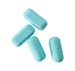 blue pills isolated on white