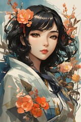 Vintage Japanese Anime Girl, Japanese Anime Girl, Anime Girl, Japanese Anime, AI Generative