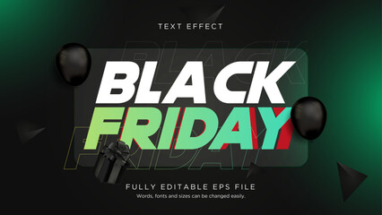Black Friday Simple Black Green Text Effect Font Type Vector