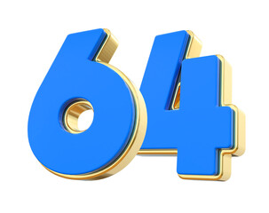3D Blue Gold Number 64