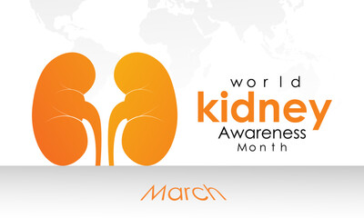 March is National Kidney Month. Holiday concept. Banner poster, flyer and Banner, background design.