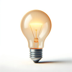 Illuminating Ideas: A Glowing Light Bulb Isolated on White