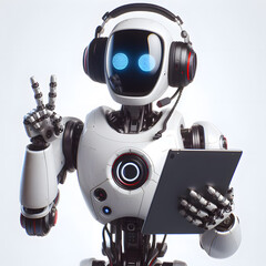 Fototapeta premium Protector of the Net: A Sophisticated Robot Symbolizing AI in Cyber Security