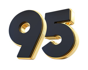 3D Black Gold Number 95