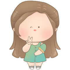 A cute girl hand draw illustration.