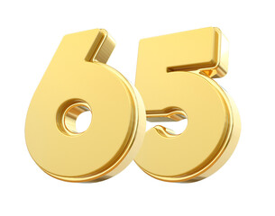 3D Gold Number 65