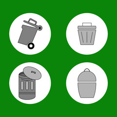 Trash can icon set, hygiene themed design