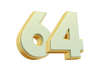 3D Gold Number 64