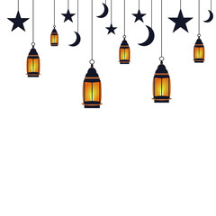 stars and lanterns islamic design elements, ramadan design