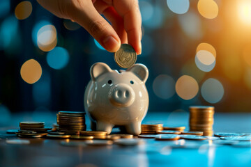 piggy bank money coins saving, financial investment and budget concept, . generative ai