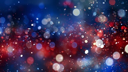Obraz na płótnie Canvas Abstract red white blue glitter sparkle lights bokeh background. 4th of July USA Independence Day. for artwork graphic design. copy text space.