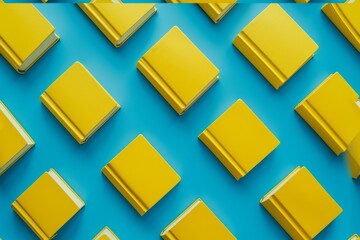 a pattern of yellow books on a blue background