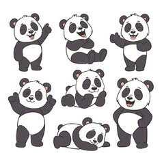 Cute Panda vector doodle style illustration