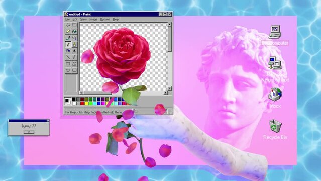 Vaporwave Aesthetic, Blooming Red Roses