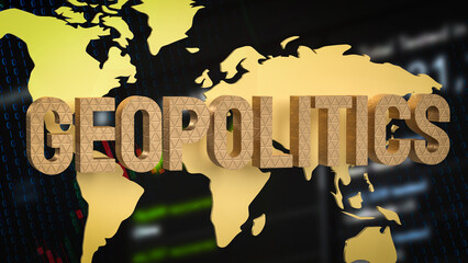 The world map on Business chart Background  for geopolitics concept 3d rendering.