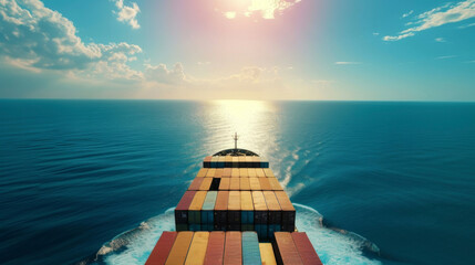 A blue ocean stretches out before a cargo ship illustrating the need for insurance coverage no matter the destination or type of goods being transported.