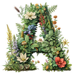 Letter A Typography Plants and Flowers