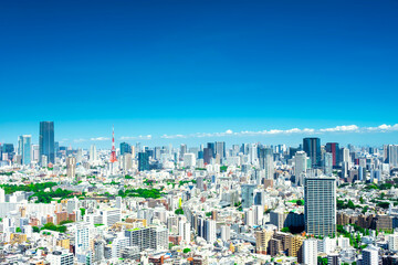 Fototapeta na wymiar 青空広がる東京都心の風景　2023 