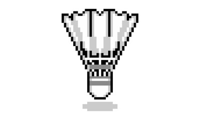 Pixel art of shuttlecock vector