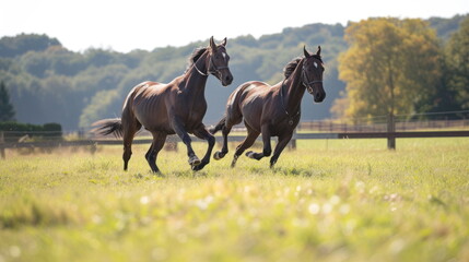 Fototapeta premium horses running in the nature