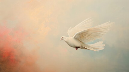 Obraz premium white dove fly on sky