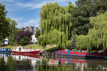 A narrowboats on the river Cam. Cambridge. Cambridgeshire. United Kingdom